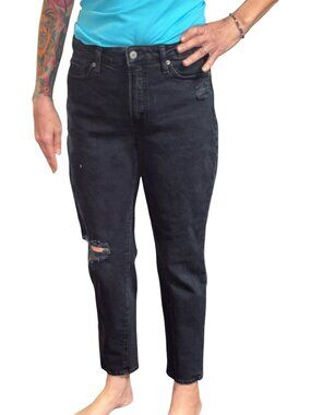 Sz.10*Old Navy*O.G. Straight Black Ripped-Up Jeans--Hi-Rise